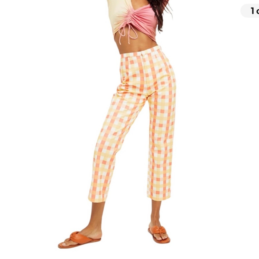 Free People woman’s She’s All That Checkered Plaid pants size 12